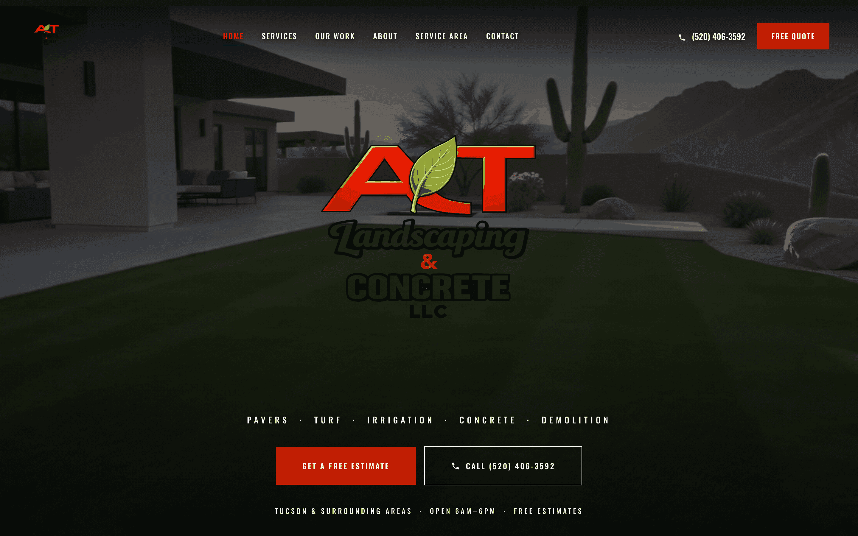 Live website built for At Landscaping & Concrete